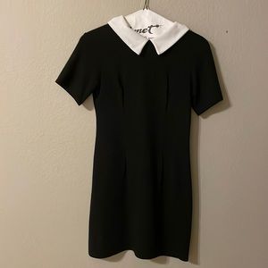 Boohoo black dress with white collar
